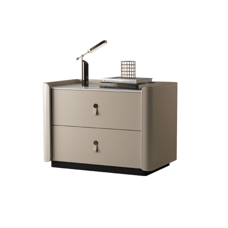 Modish 2 Tiers Drawer Storage Bedside Table with Stone Countertop - image 11