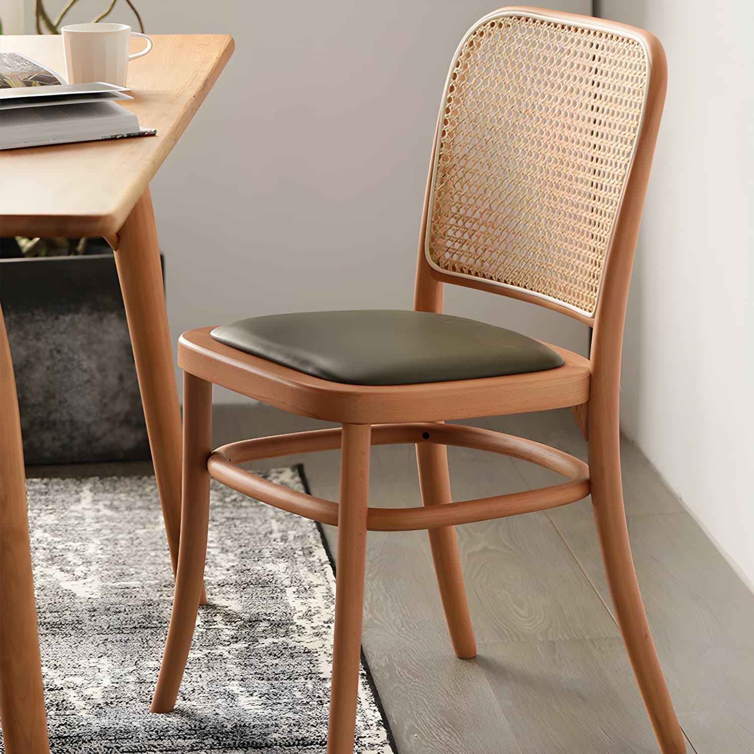 Traditional Style Dining Chair Solid Wood Cane Back Dining Room Chair - image 18
