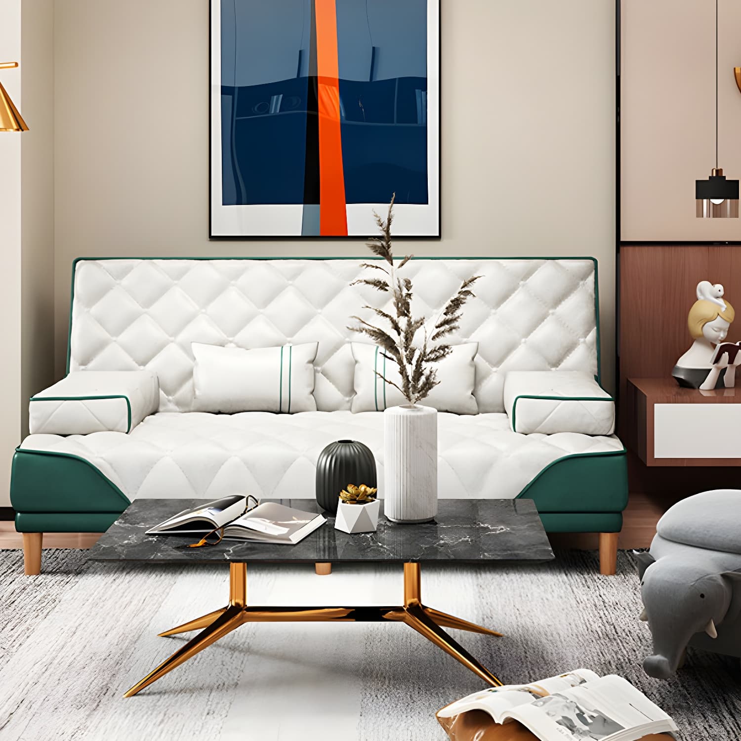 Contemporary Tight Back Convertible Sofa and Chaise with Pillow Top Arm - image 17