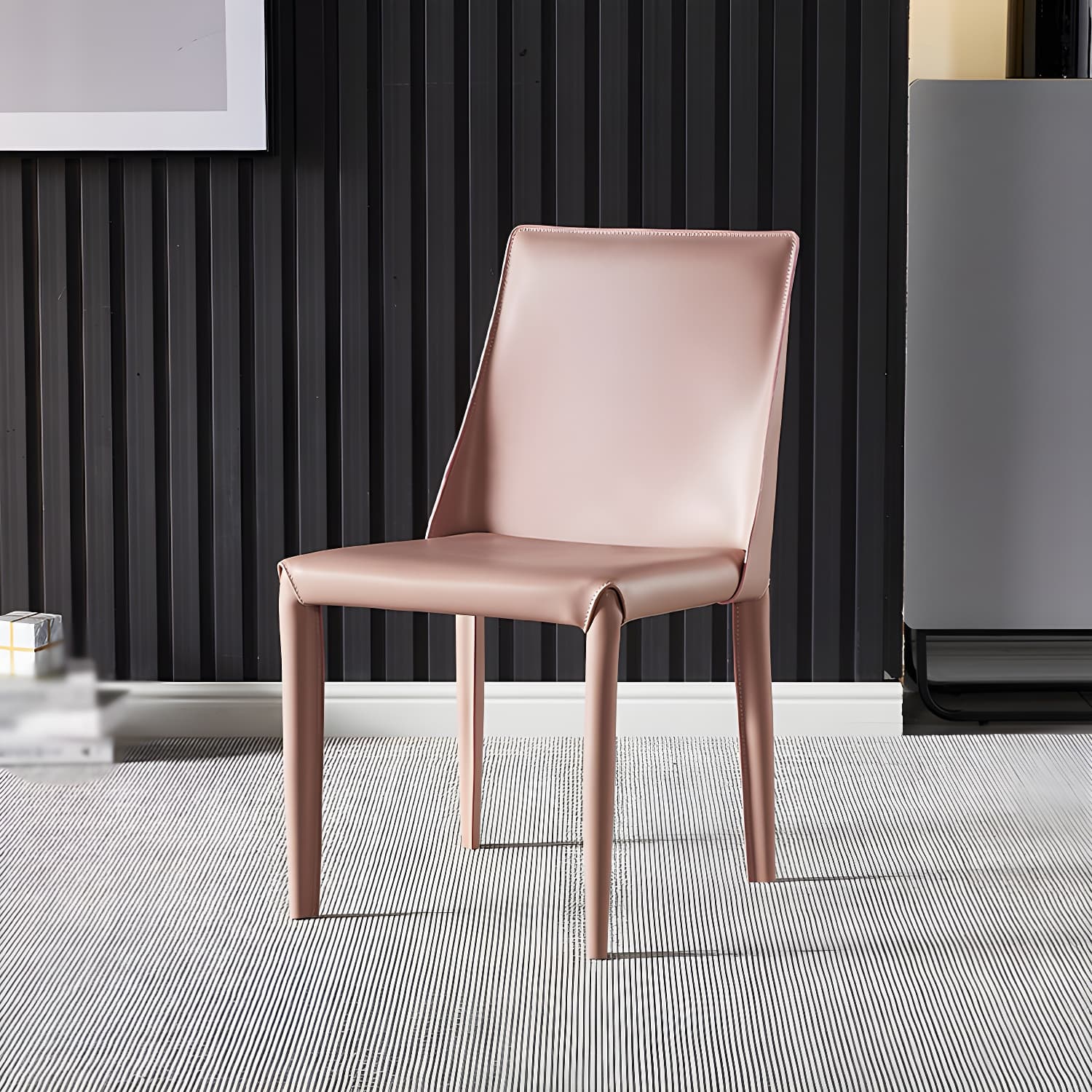 Designer Style Restaurant Saddle Leather Side Chair Matte Finish Parsons Dining Chair - image 8