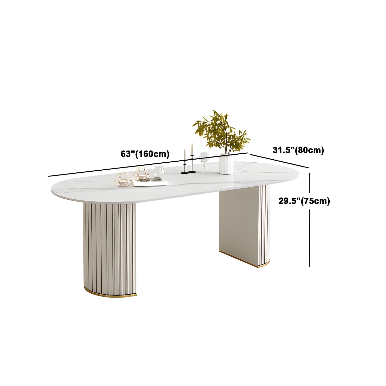 Glam White Sintered Stone Dining Table Set Oval 1/2/5/7 Pieces Dining Set for Home Use - image 13