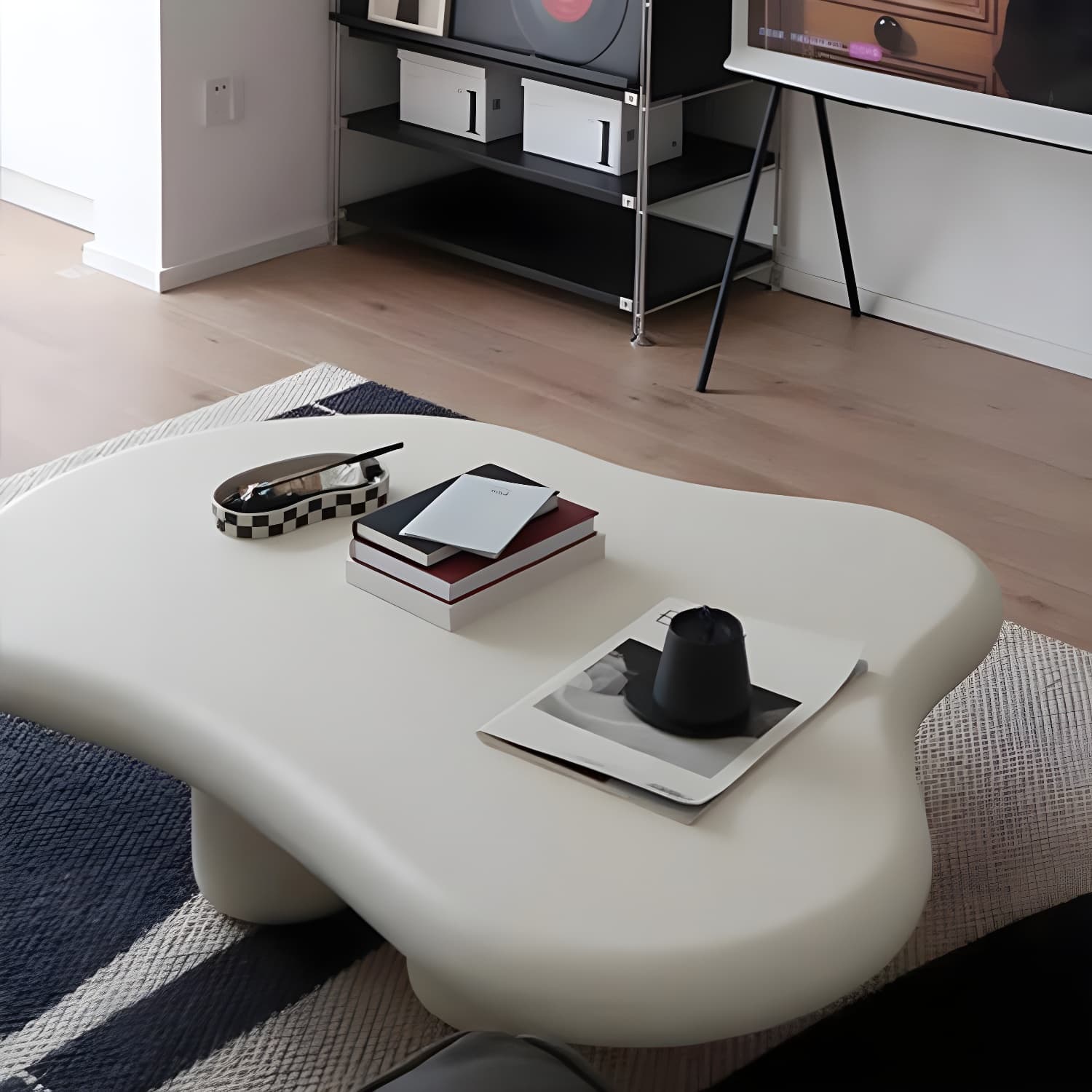 Modern Wood Geometric Coffee Cocktail Table 4 Legs 1 Coffee Table - image 9