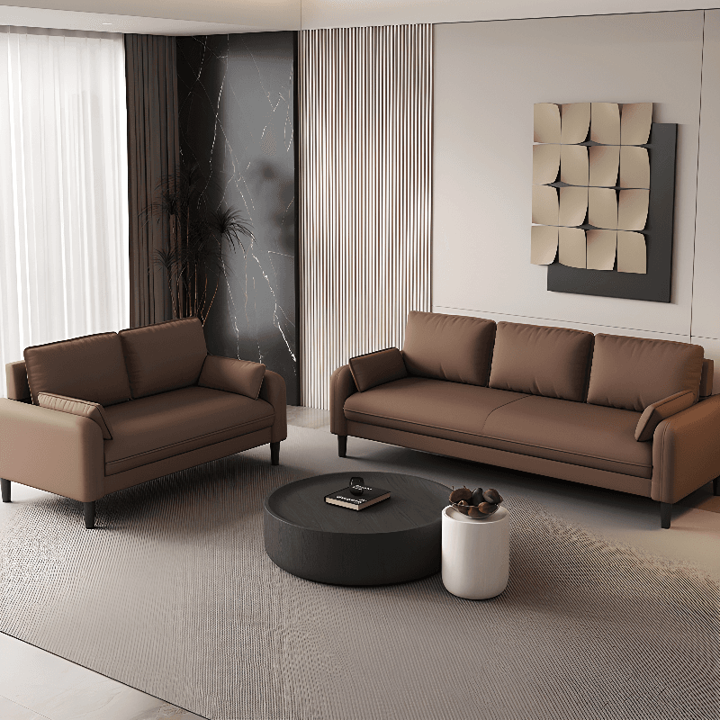 Drawing Room Standard Sofa in Pu Leather with Gray/Mocha/Off-White Armrest - image 8
