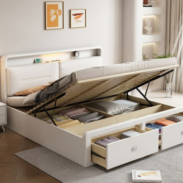 Modern Style Solid Wood Bed Arched Panel Upholstered Headboard Bed for Bedroom - image 8