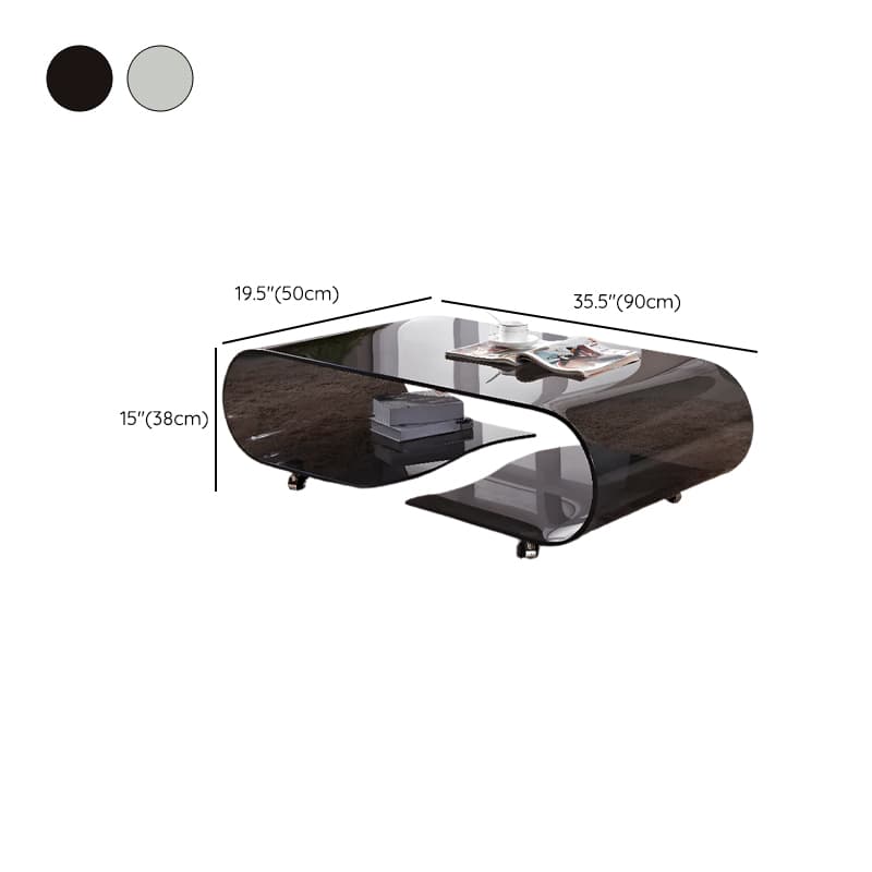 Transparent Wheel coffee table with Roller Wheels, Locker, 1 Shelf/2-Tier and Square/Square for Indoor Use - image 16