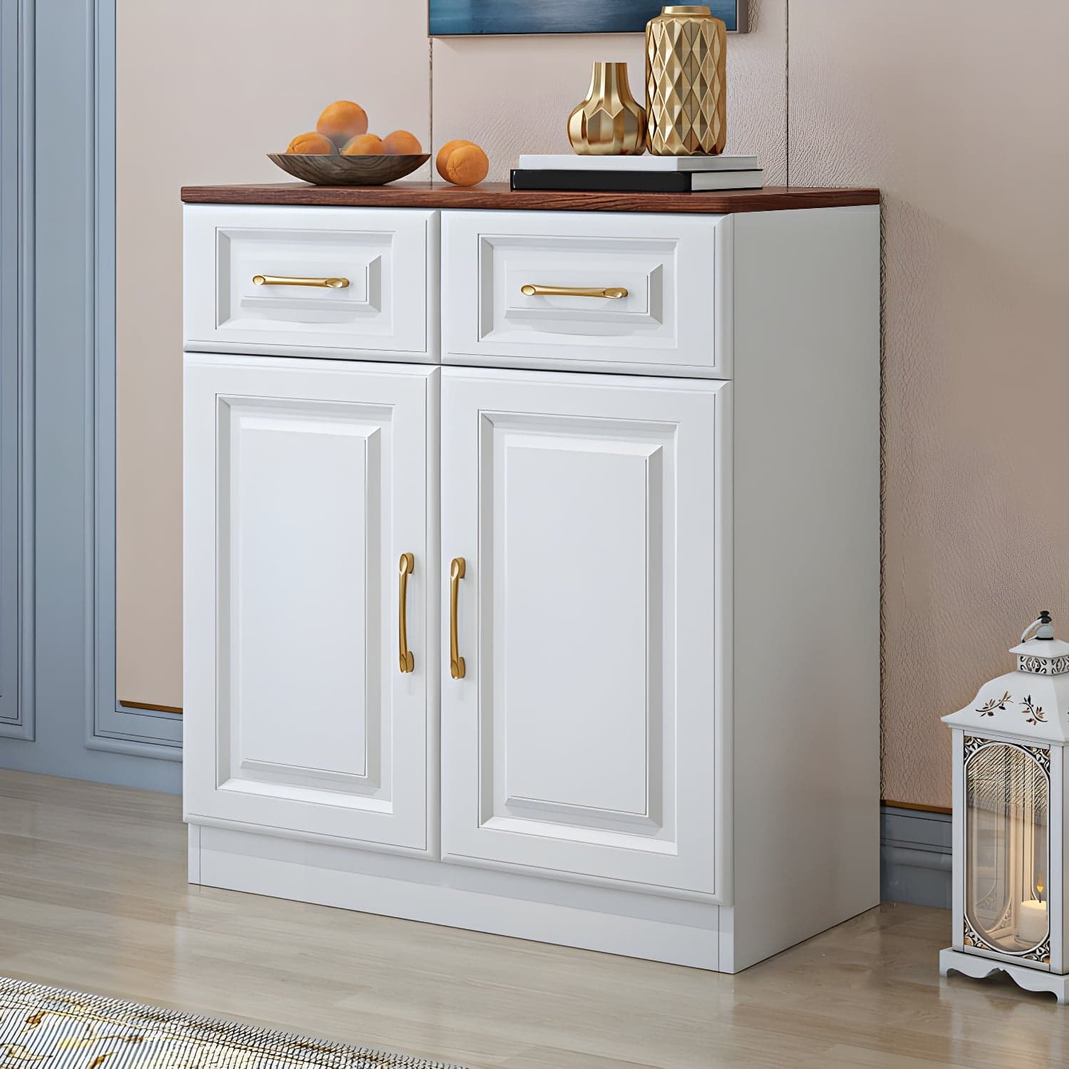 Modern Wood Buffet Sideboard with Drawers, Cabinets, and Shelves - image 4