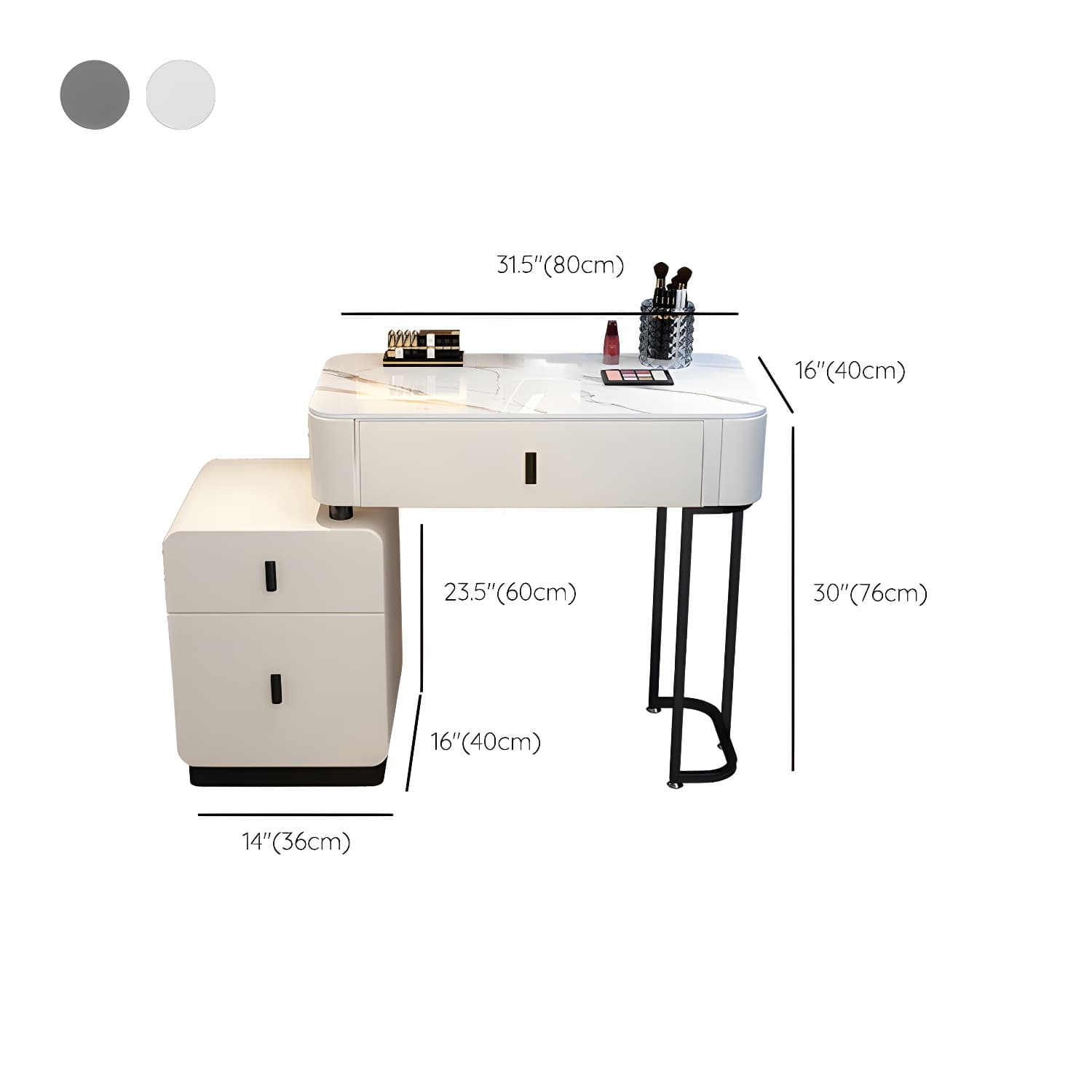 Glam Stone Makeup Counter Bedroom Vanity Dressing Table with Drawer - image 29