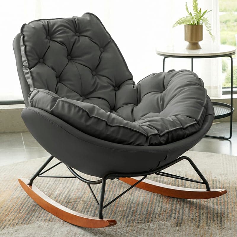 Ergonomic and Stationary Solid Wood Maternity Rocking Chair with Back and Flared Arm - image 4