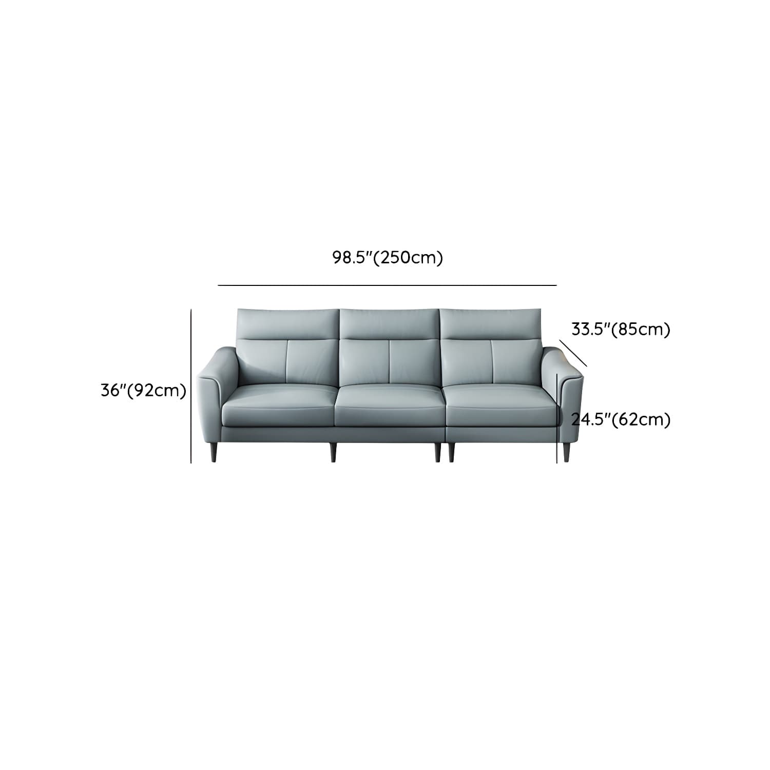 Modern Blue Genuine Leather Sectional Sofa Set with 3 Pieces of Large Size and Pillow Top Arms - image 13
