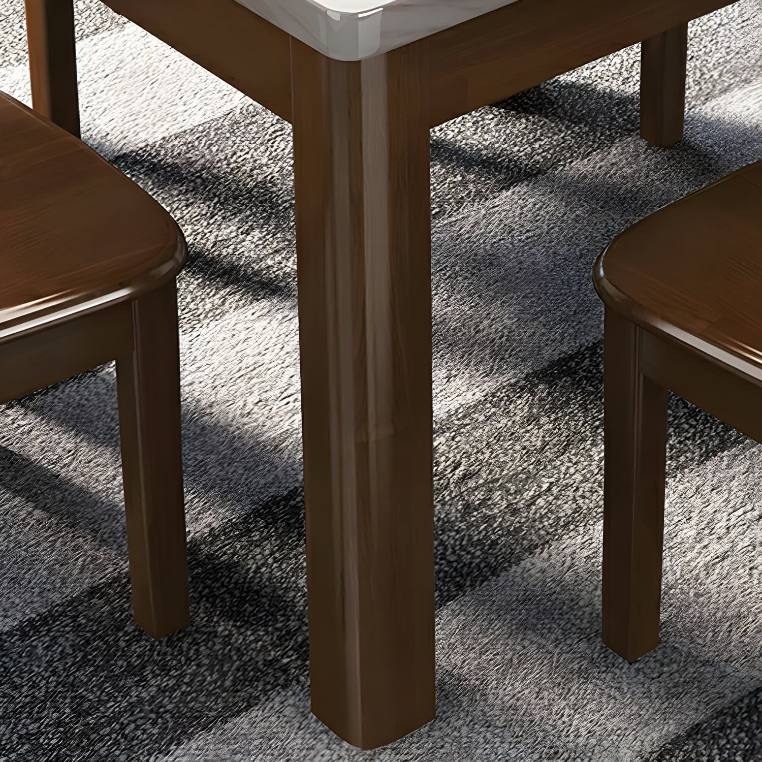 Square Marble Dining Table Set 1/5 Pieces with Solid Wood Base for Kitchen - image 7