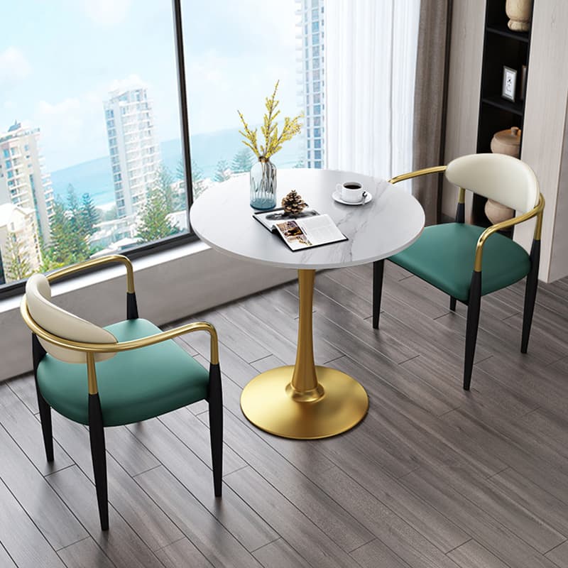 Faux Leather/Velour Upholstered Arm Chair with Arms and Black Legs in a Casual Style - image 15