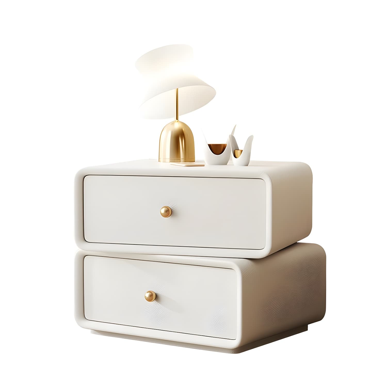 Modern Wood Nightstand with 2 Drawers - Faux Leather Countertop - Small and Stylish - image 12