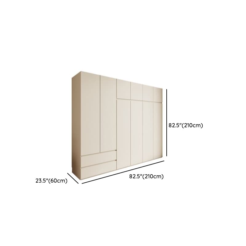 Cream Modern Wood Wardrobe Armoire with Soft Close Drawer and Door, Interior Shelves, and Hanging Rod - image 27