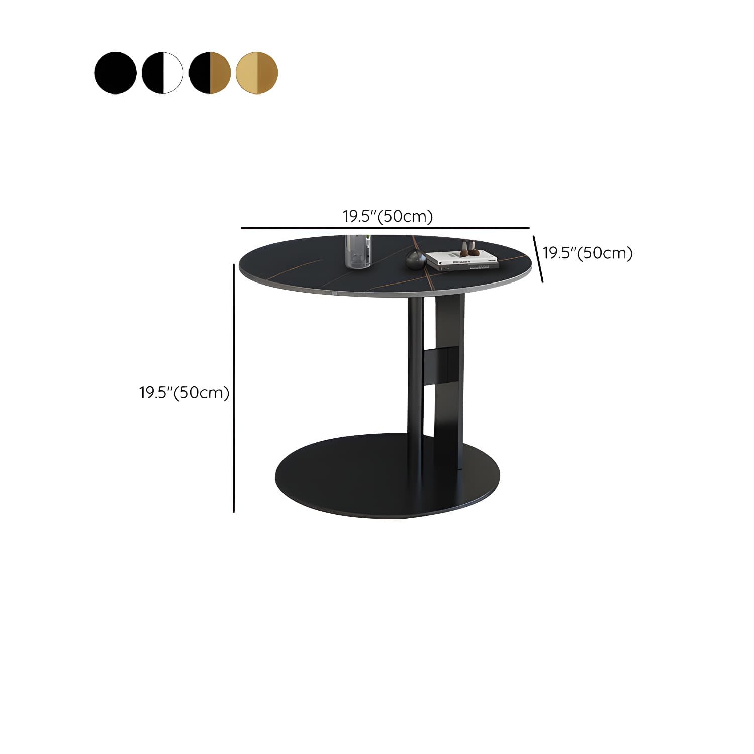 Pedestal Cocktail Table Contemporary Slate Top Coffee or End Table - image 13