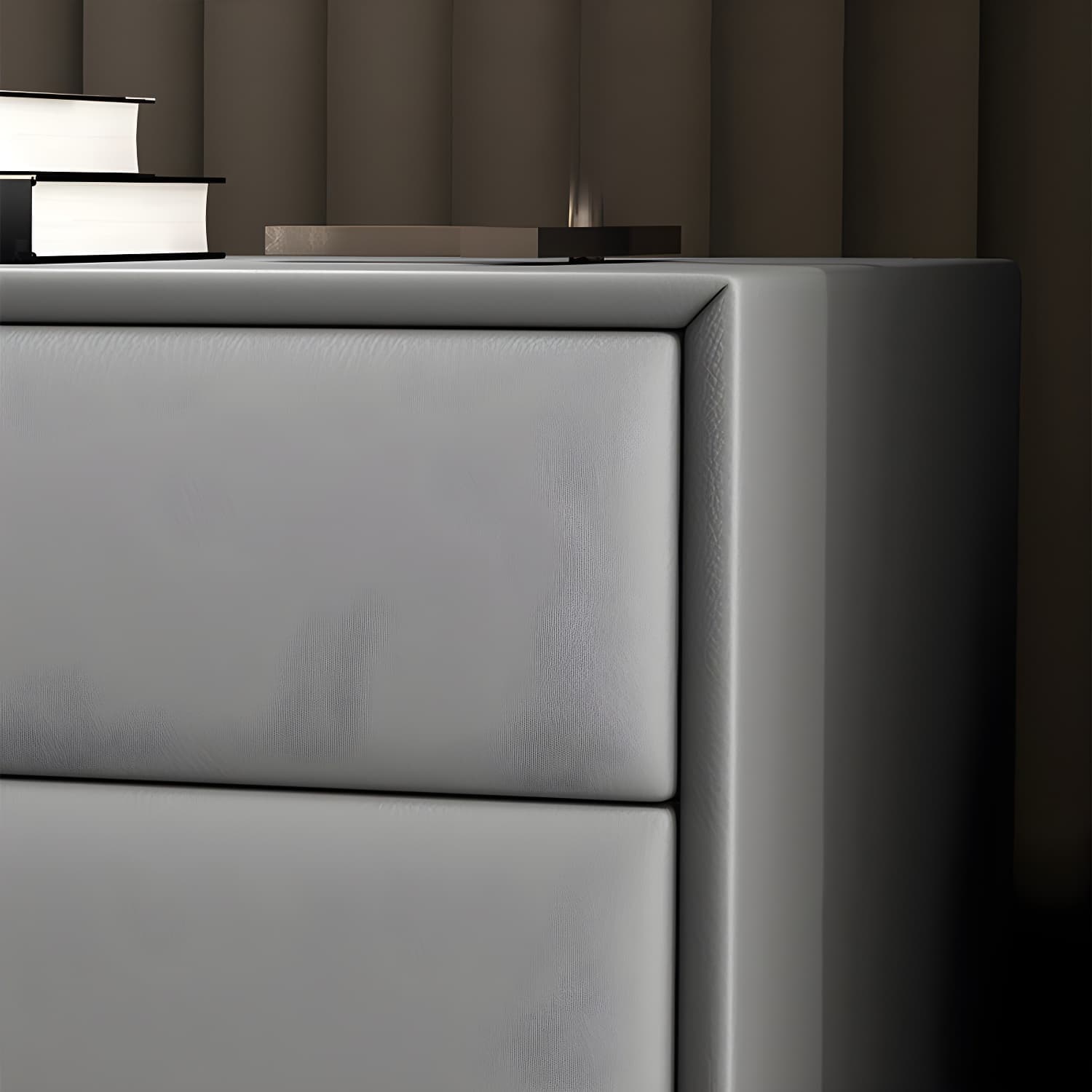 Pine Frame Two Drawers Leather Multicolor Choice of Black Table Foot Nightstand - image 15