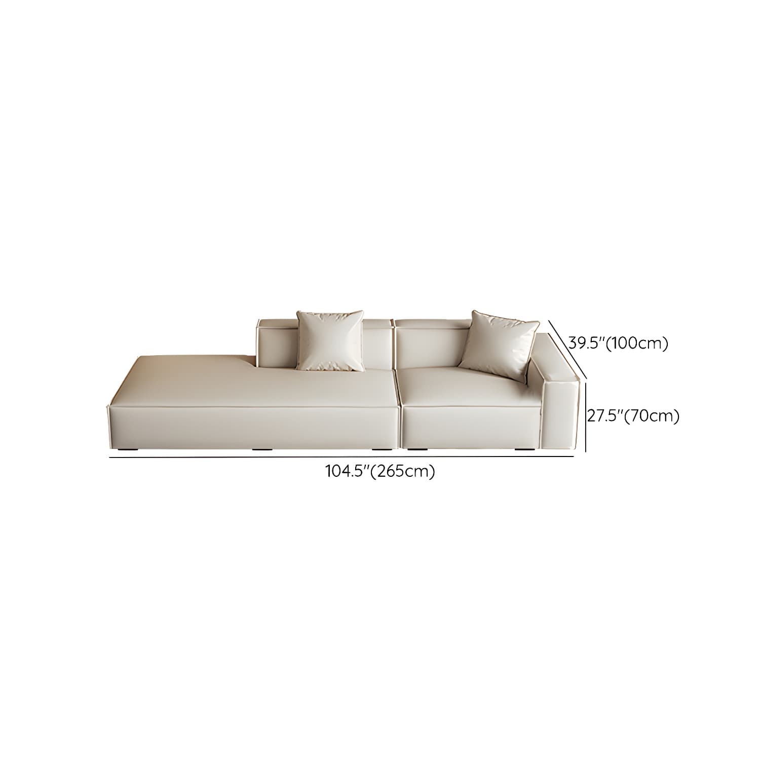 Modern Beige Square Arm Stationary Sectional Sofa in Pine Wood Frame - image 17