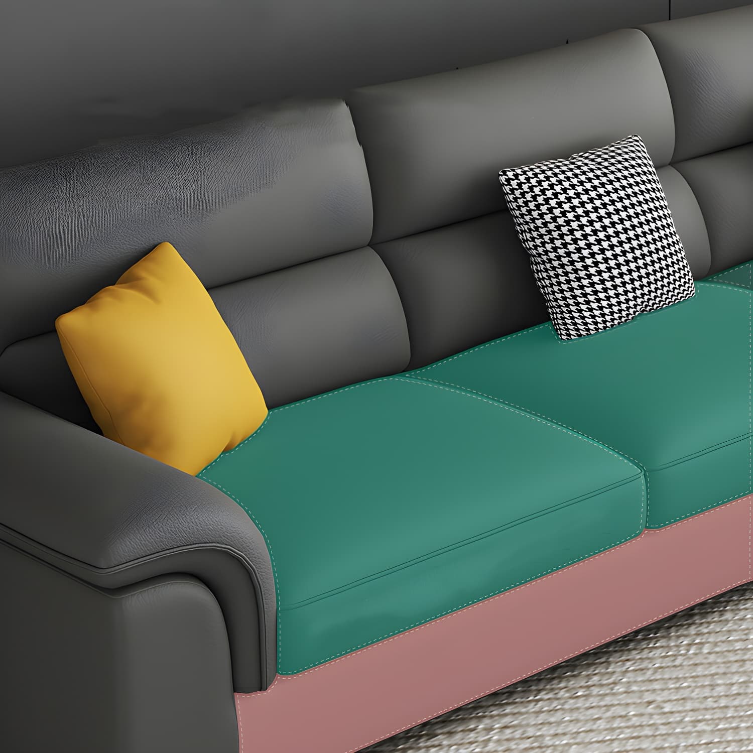 Modern Black Sectional Sofa with Pillow Top Arm and Cushion Back - image 6