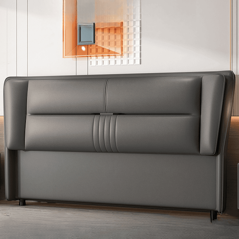 Trendy Panel Headboard in Natural Wood with No Distressing, Rectangle Shape for Twin XL/Full/Queen Bed, Featuring Sponge Upholstery and Standard Height