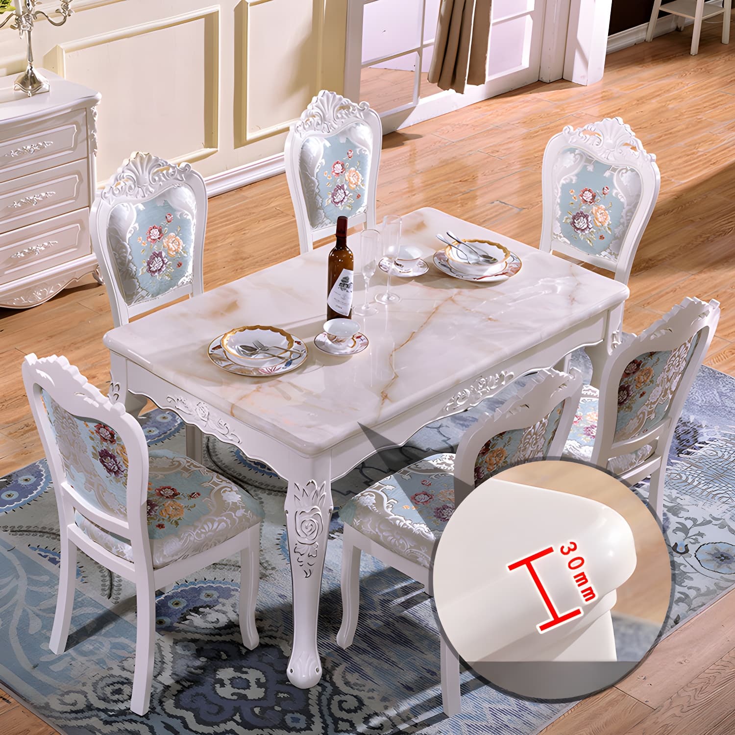 Victorian Style Wood Dining Set - Solid Wood Construction with Warranty - 5-Piece Set - image 12