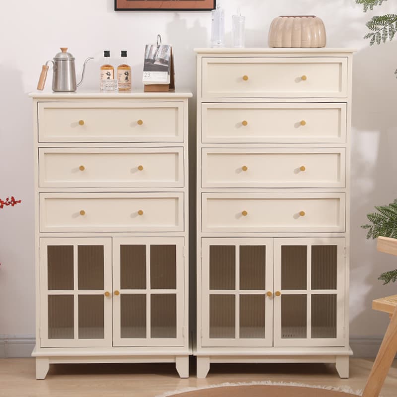 Rectangular Damp-proof Accent Cabinet with Storage Drawer, Closet, Glazed Door, Cabinet Knobs in Chalk/Brown/Wood Color - image 12