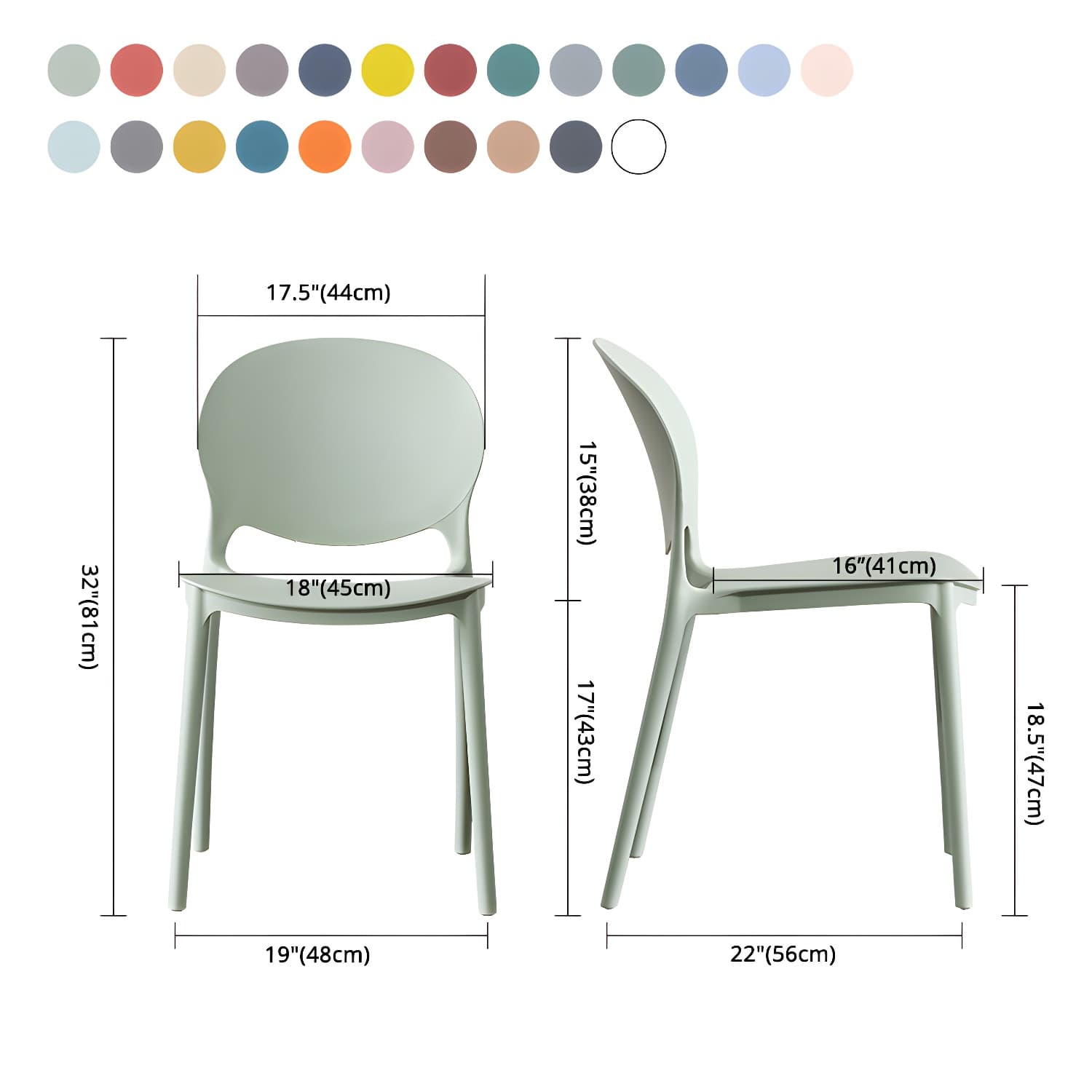 Scandinavian Plastic Dining Side Chair Open Back Matte Finish Dining Chair - image 33