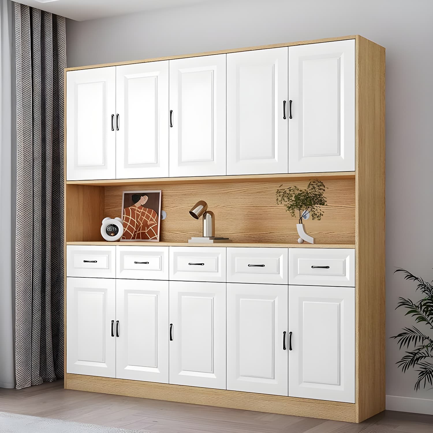 Wood Contemporary Storage Cabinet Buffet Sideboard with Drawers for Home Use - image 5