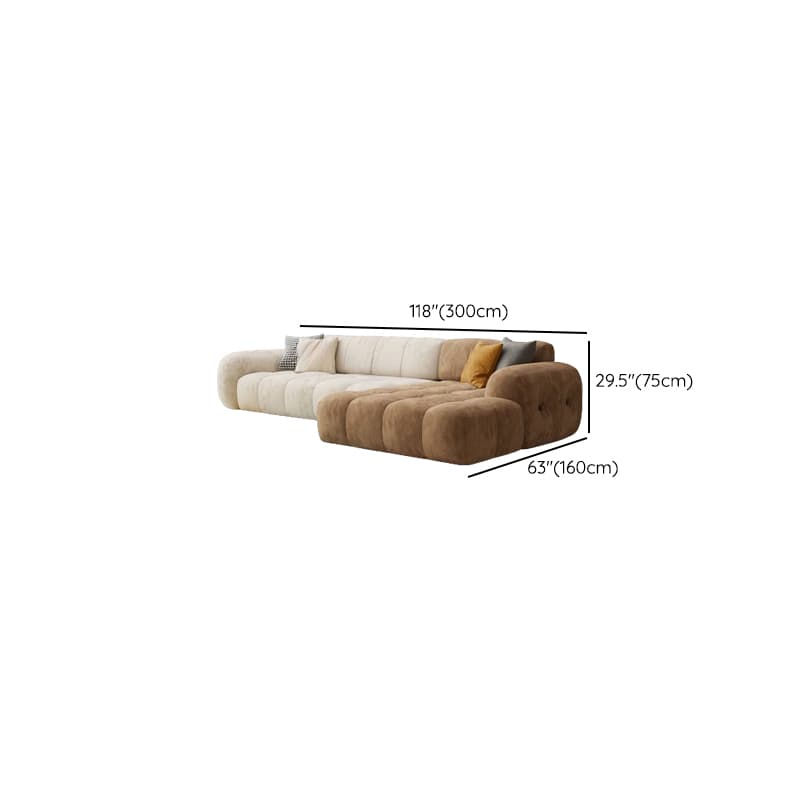 Channel Back L-Shape/Straight Right Hand Facing/Horizontal Sofa Recliner/Sofa Couch in Brown/Beige with Concealed Support & Pine Wood Frame for Living Room - image 24