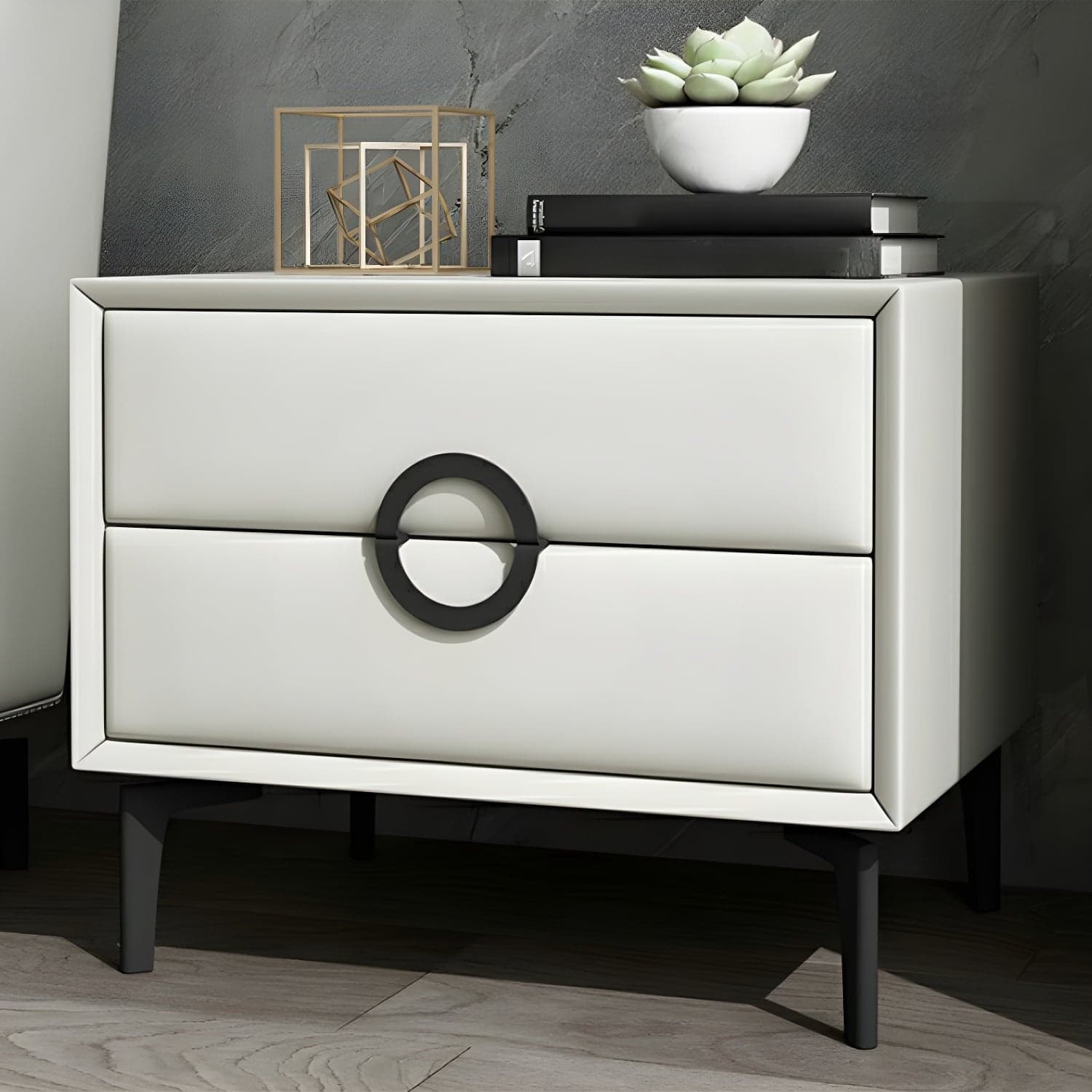 Glam Style Solid Wood Two Drawers Nightstand with Legs for Bedroom - image 18