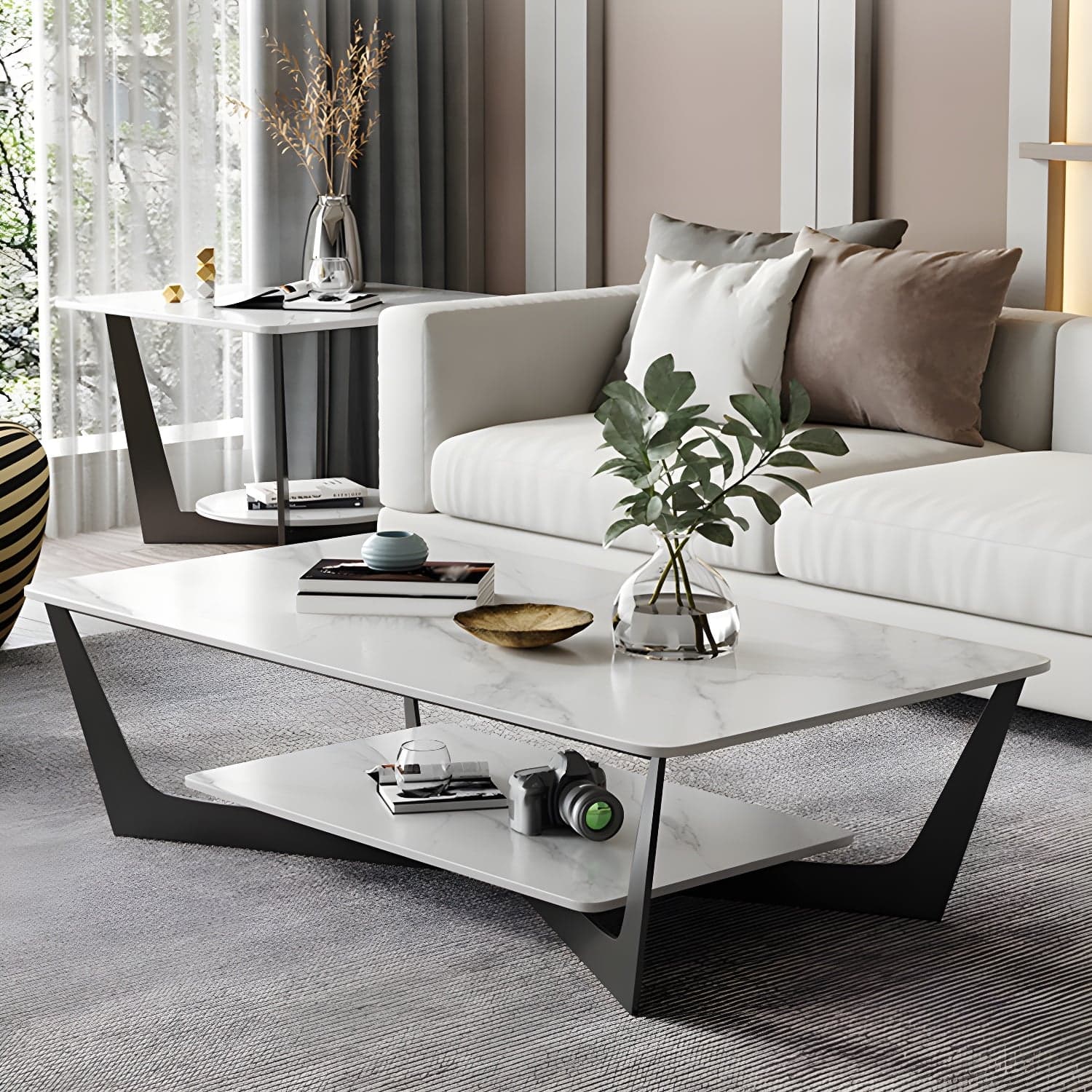 Slate Rectangular Coffee Table Minimalist Modern Coffee Table - image 4