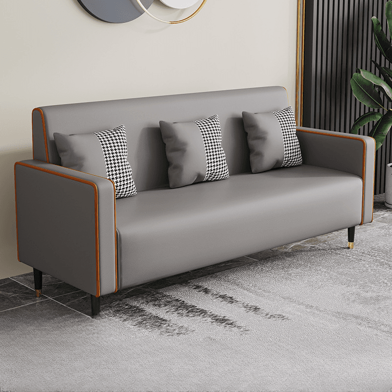 Casual Solid Color Water Resistant Sofa Couch in Grey/Cream/Citrus Color for 3 Person with Square Arm and 3 Pillows - image 17