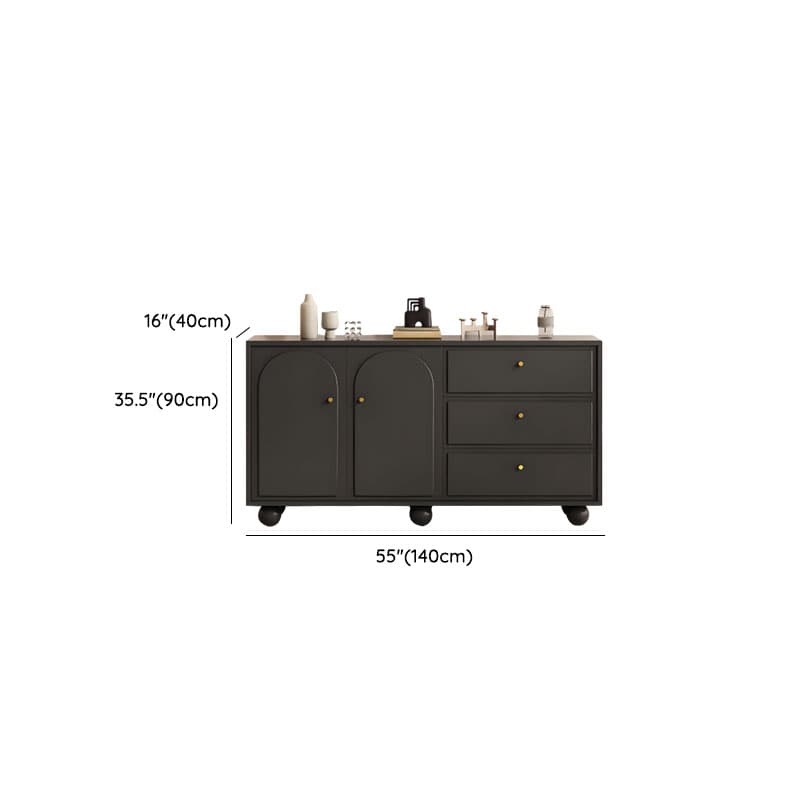 Midnight Black Modern Sideboard with 3 Drawers, Standard Size, 1 Shelf, Larder Storage, and 2 Doors - image 10