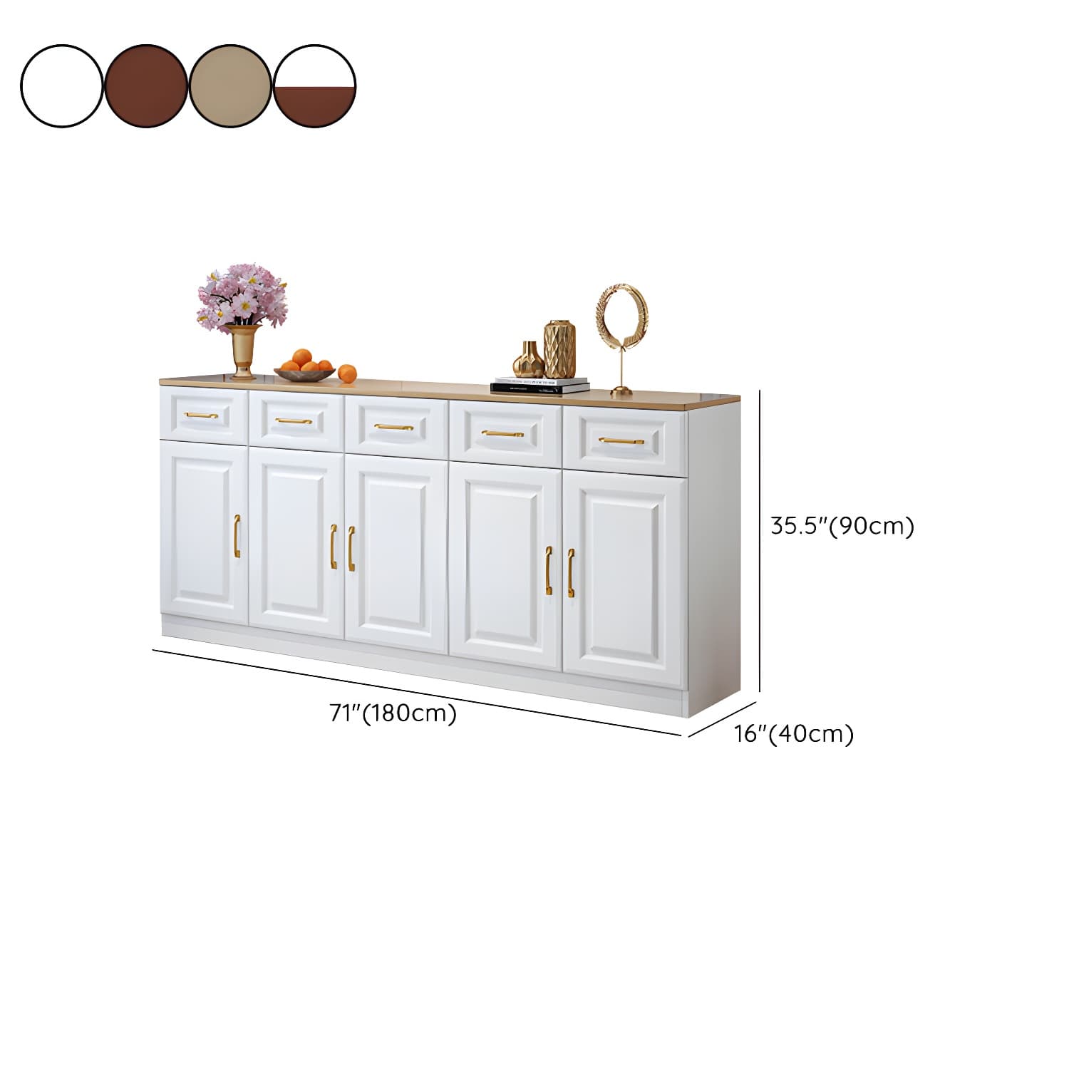Modern Wood Buffet Sideboard with Drawers, Cabinets, and Shelves - image 23