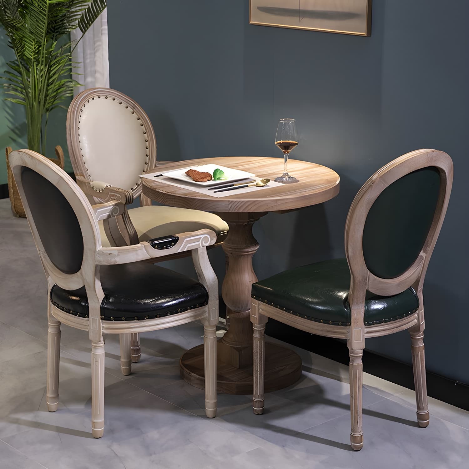 Brown Round Dining Table Modern Pine Solid Wood Pedestal Table - image 3