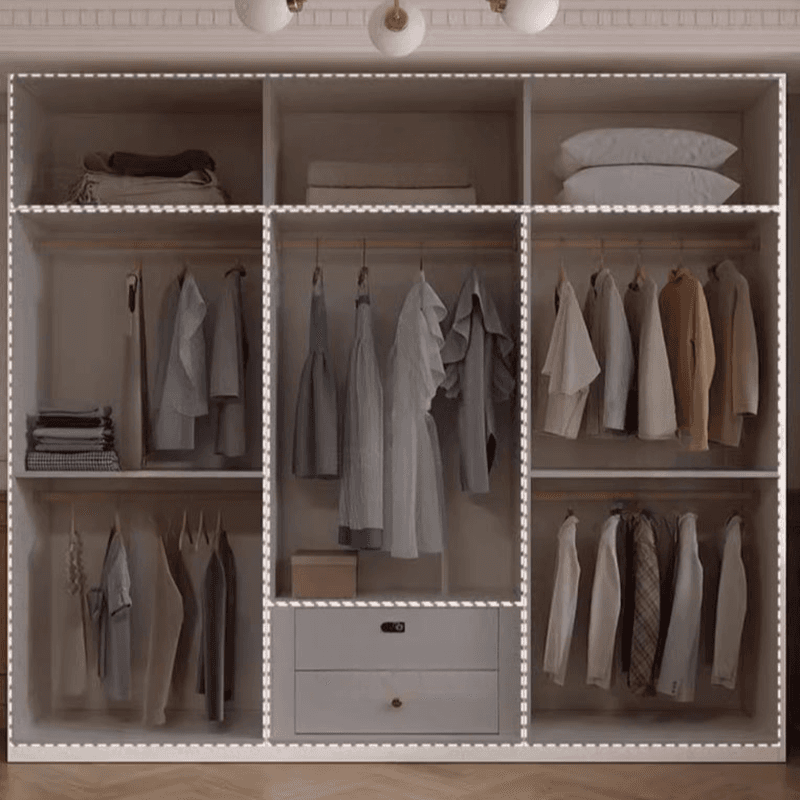 Chalk Minimalist Laminate Cabinet Armoire with Compartments, Interior Shelves, and Clothing Rod - image 8