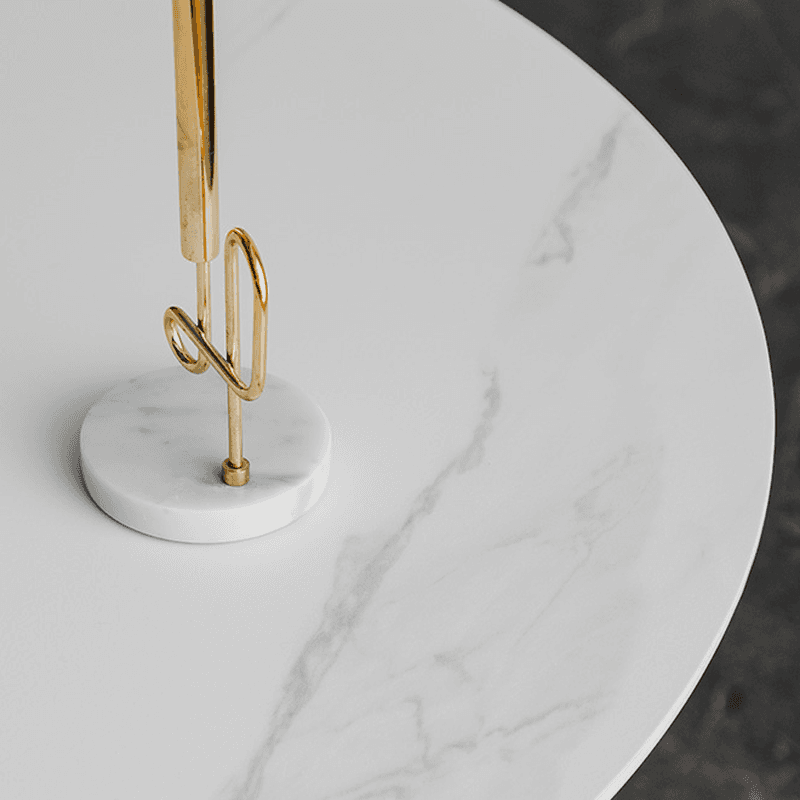 Chalk Circular Stone Art Deco/Glamorous Dining Table for 2, Scratch-immune & Fixed Table - image 10
