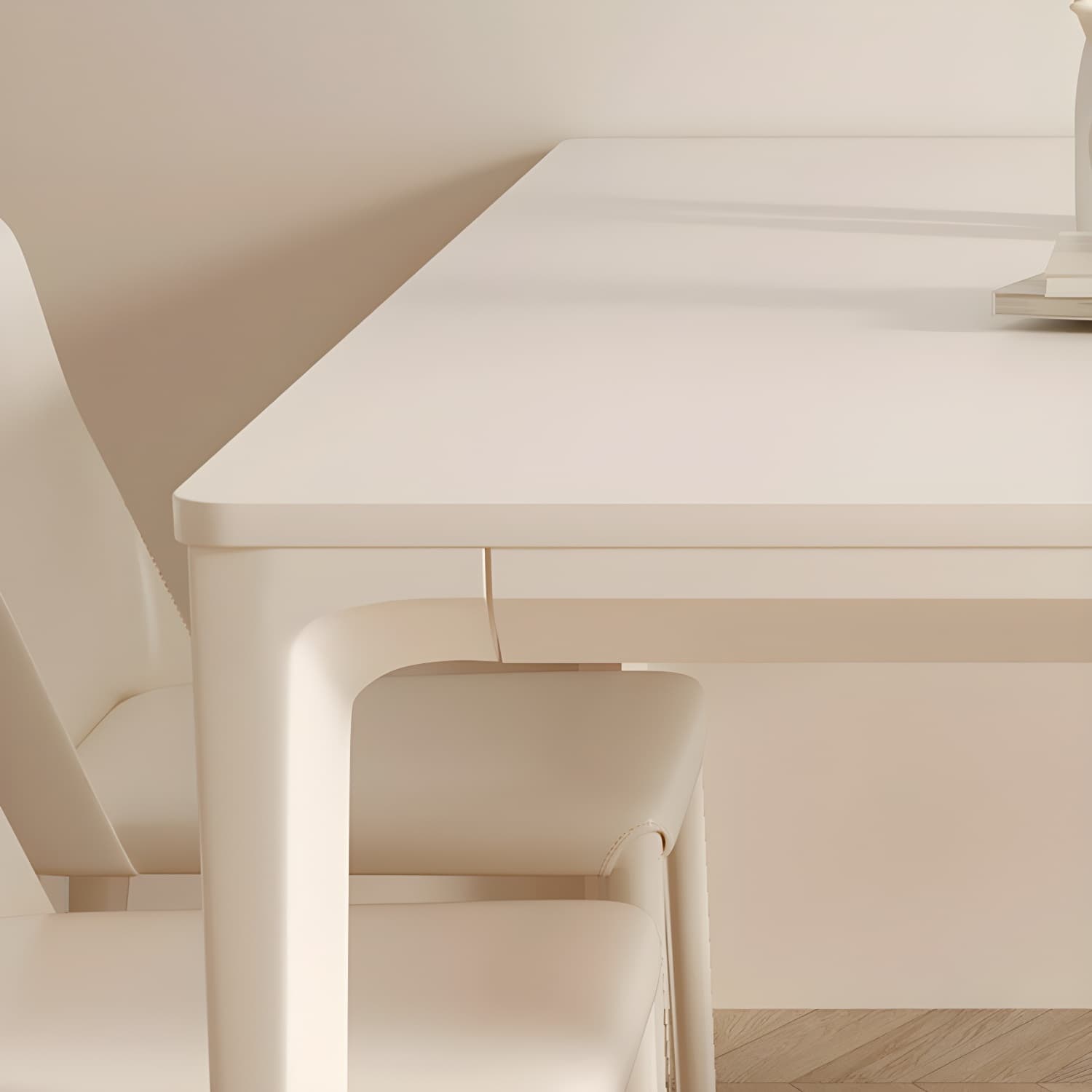 Modern Stone Top Dining Table with Beige Metal Legs and Standard Height for Kitchen & Dining - image 10