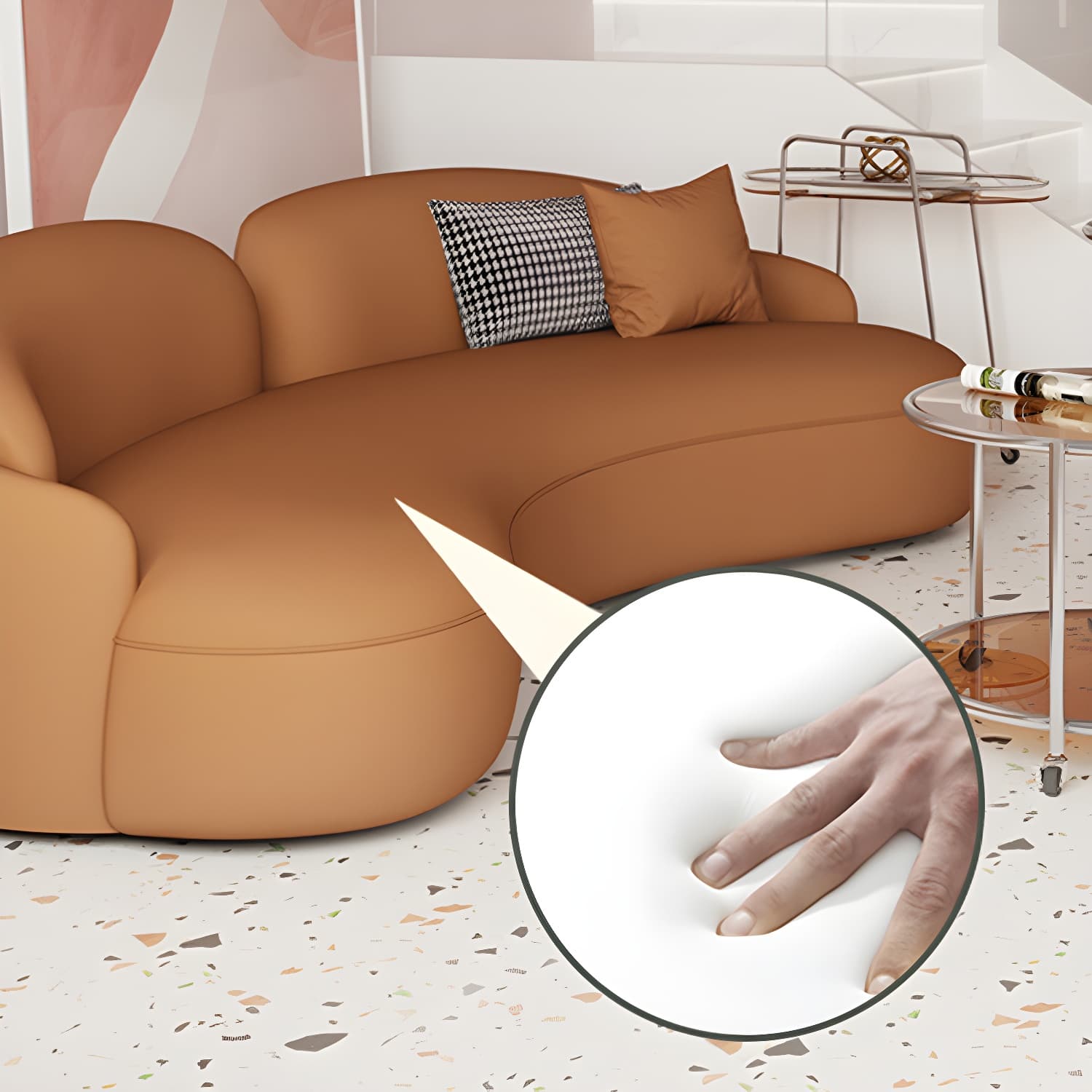 Faux Leather Contemporary Curved Sofa Armless Sofa for Living Room - image 7