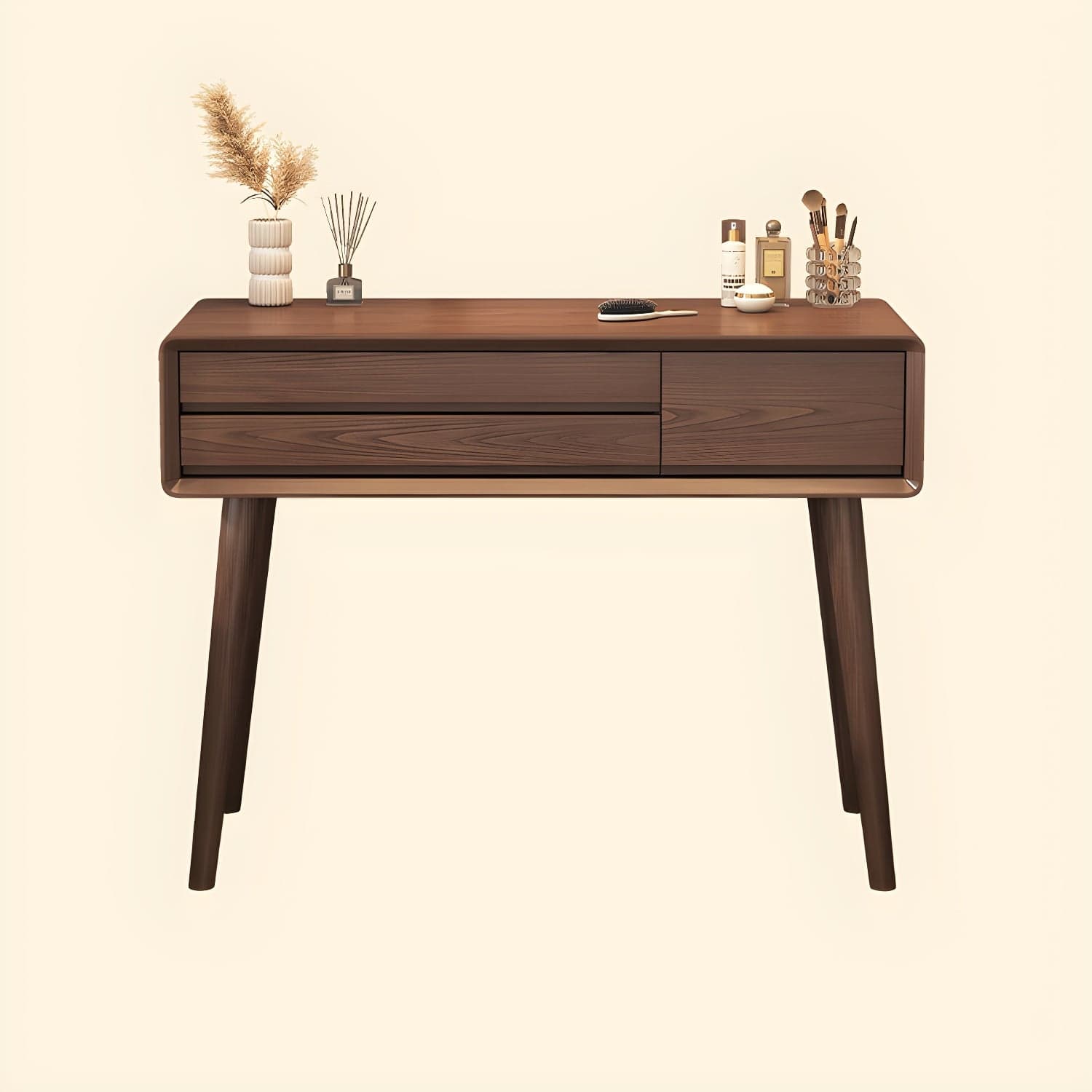 Art Deco Timber Natural/White/Brown Makeup Vanity Set/Makeup Vanity Table with 3 Drawers - image 3