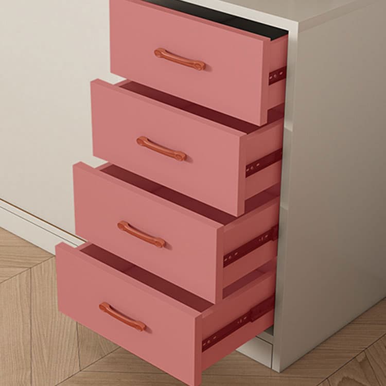 Modern White Wood Wardrobe Armoire with Sliding Doors and Soft Close Drawers - image 8