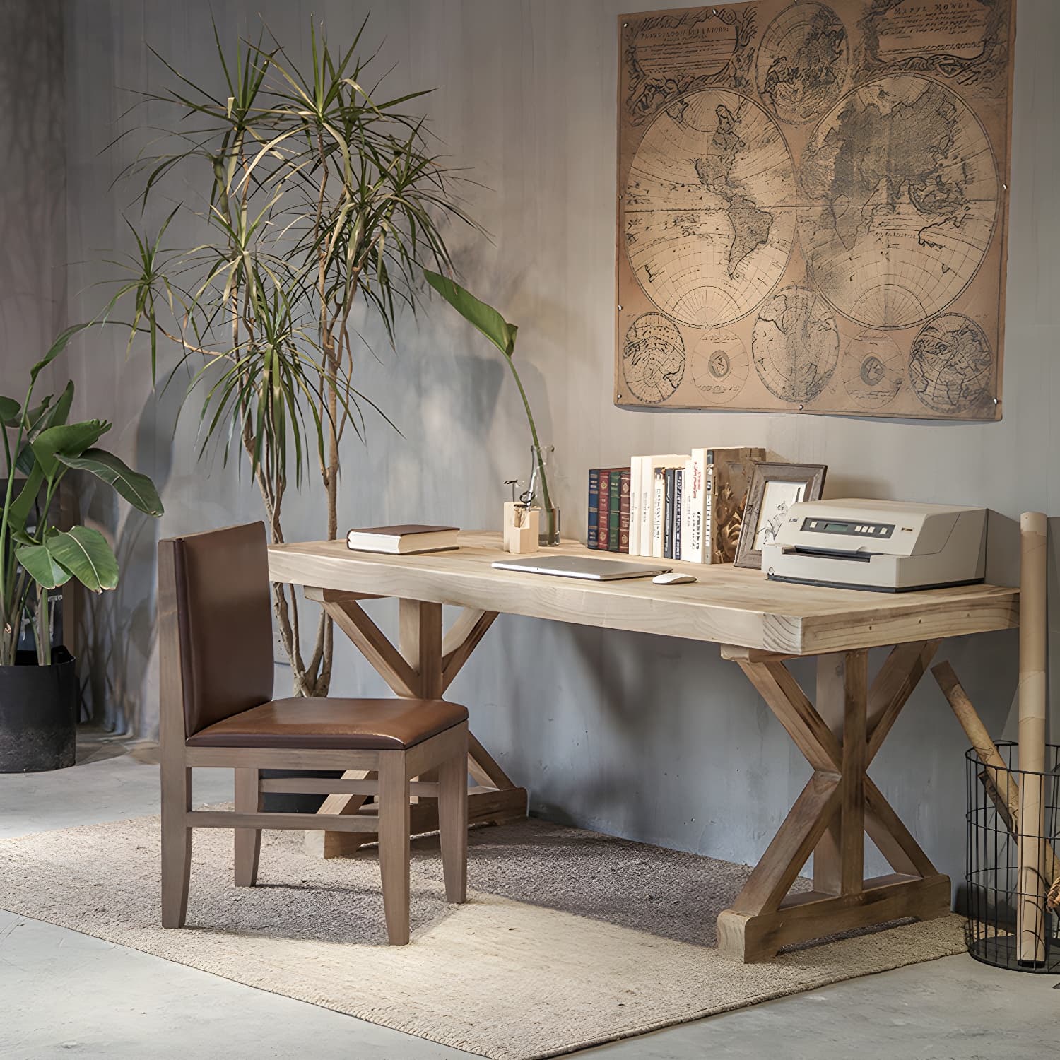 Distressed Pine Wood Dining Set 1/2 Pieces Industrial Dinette Set for Home
