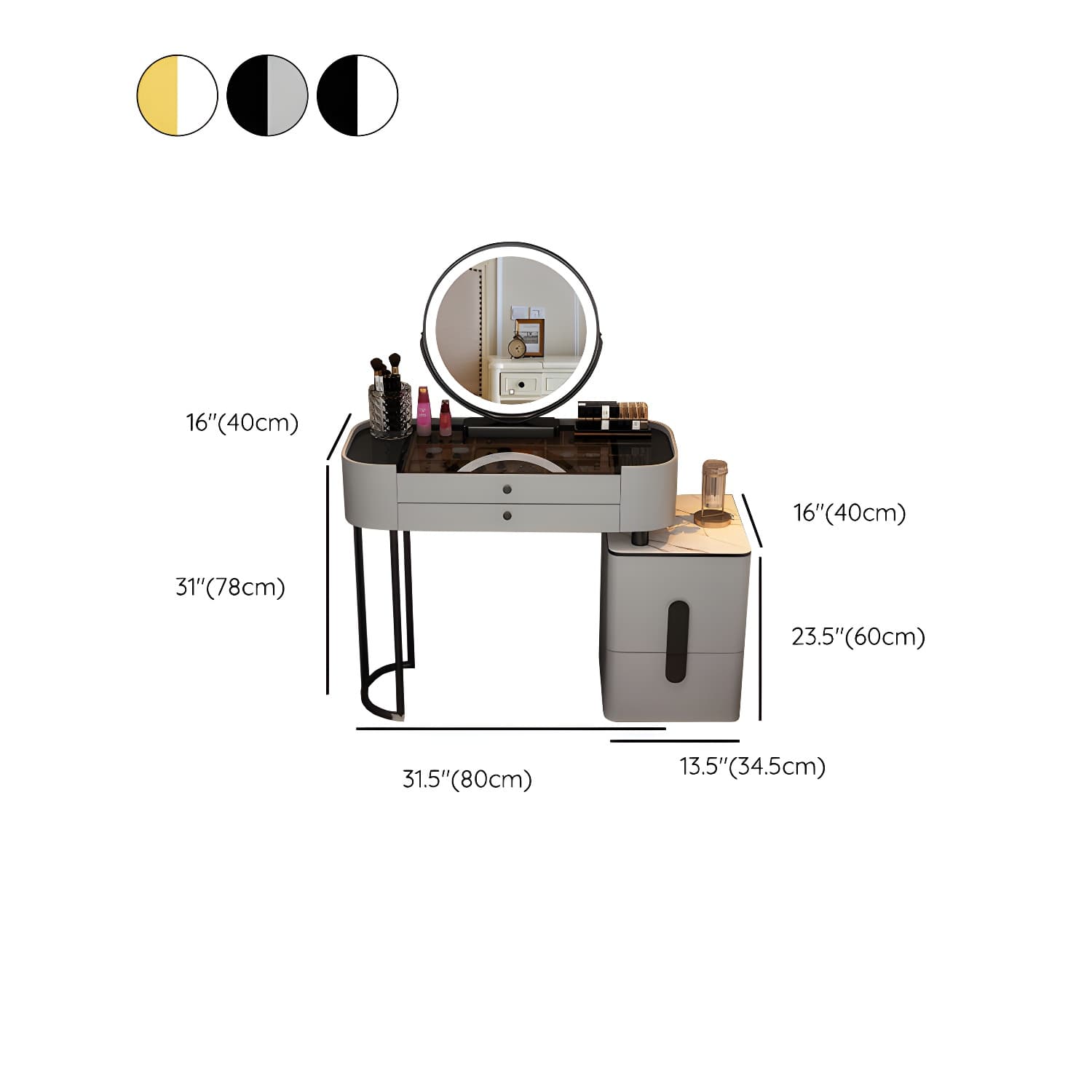 Contemporary Wood Make-up Vanity 15.75" Wide Make-up Vanity with Drawers - image 21