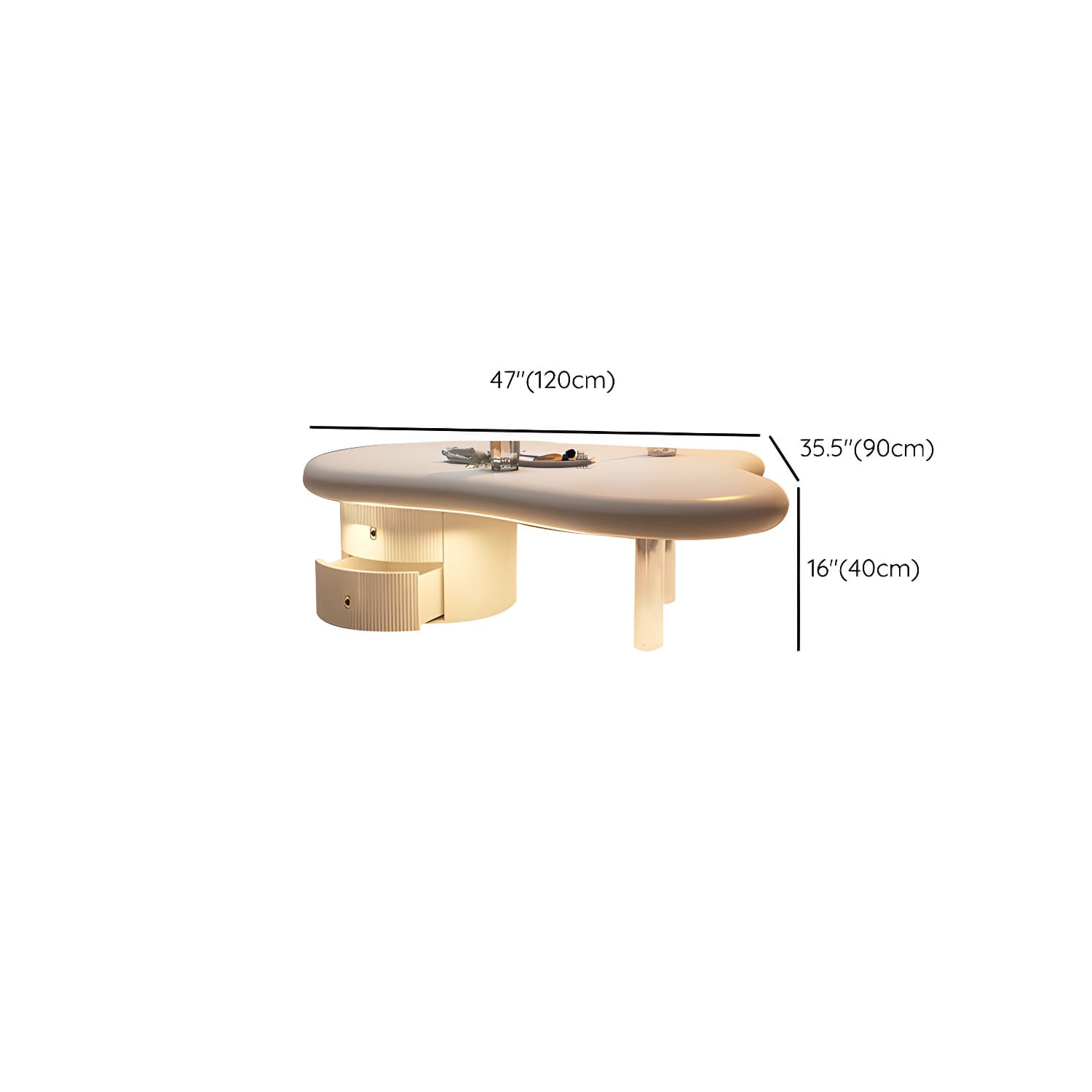 Nordic Irregular Coffee Table in White of 15.7" H with Acrylic Legs - image 18