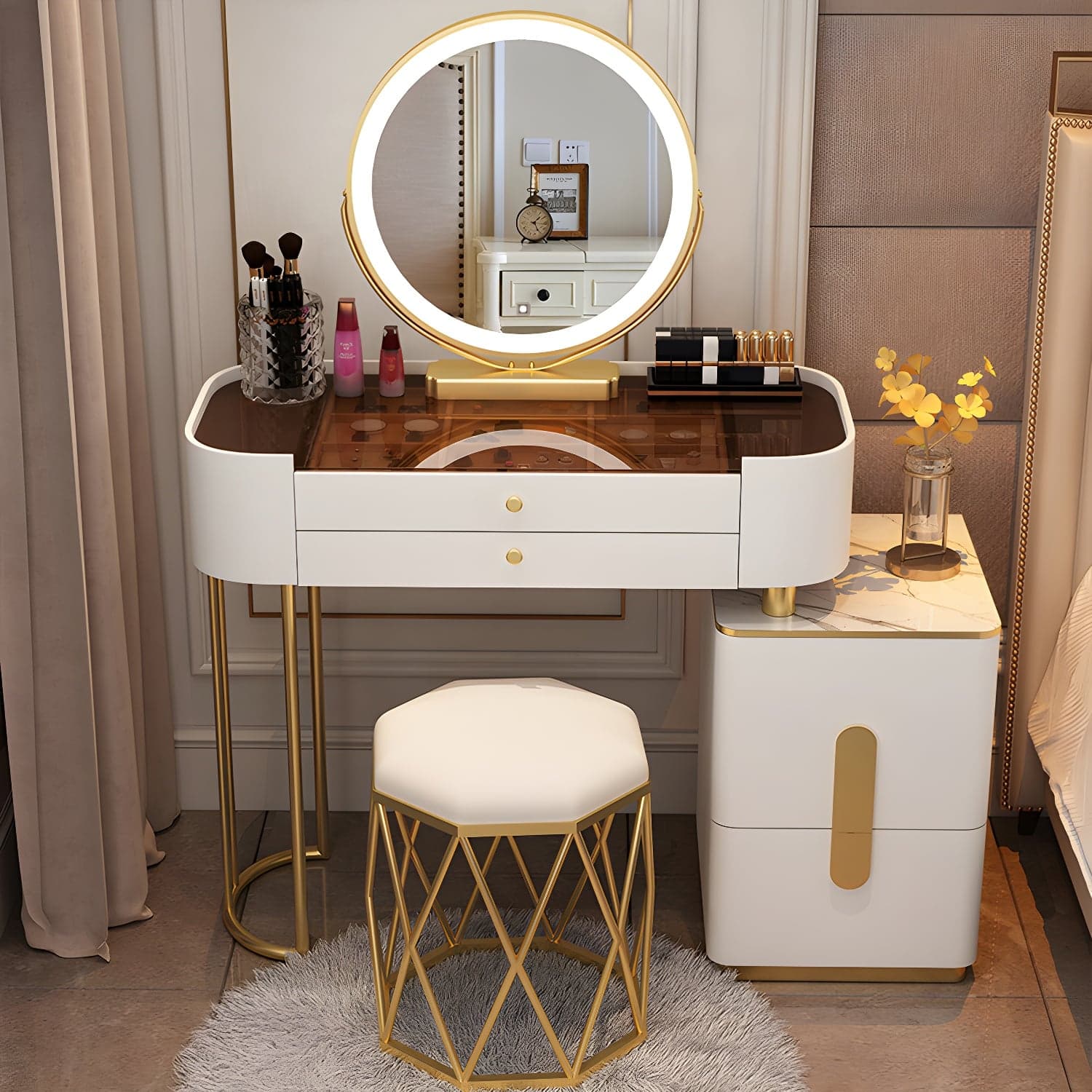 Contemporary Make-up Vanity with 4/5 Drawers,15.75 inch Wide - image 4