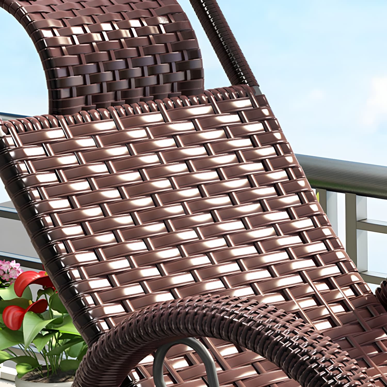 Modern Spindle Rattan Rocking Chair Metal Frame Wheel Handrail Design Rocker Chair - image 13