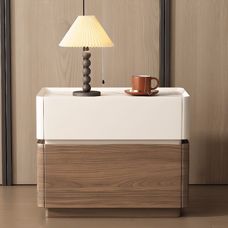 Organic Modern Nightstand With Drawer Organization with 2 Drawers and Stone Countertop - image 7