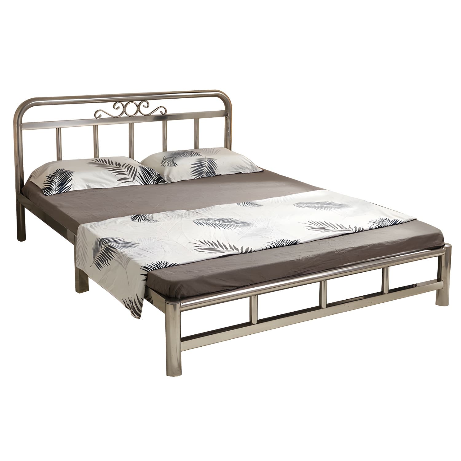 Silver Modern Steel Bed Rectangular Minimalist Bed with Metal Legs - image 5