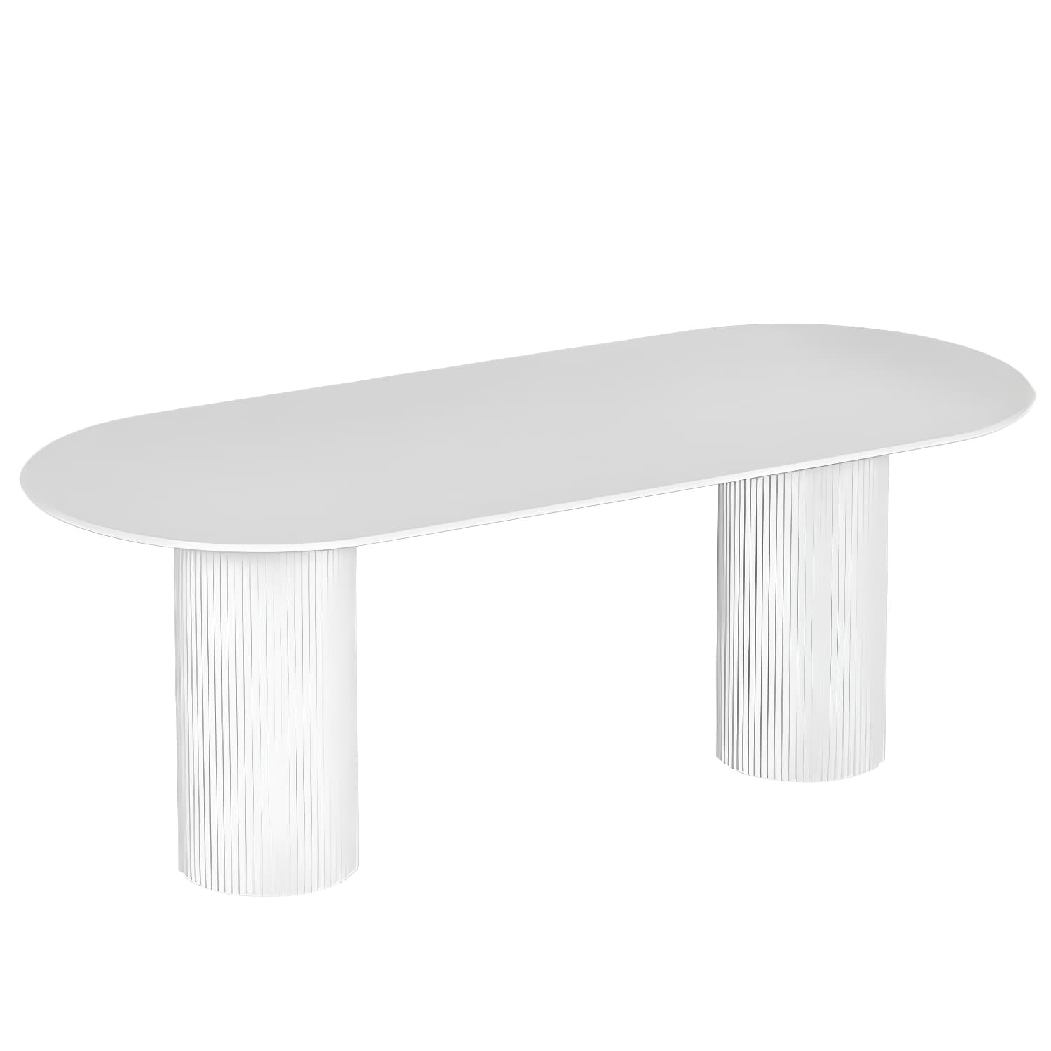 Stylish White Stone Kitchen & Dining Table with Adjoining Pedestal Base - image 6