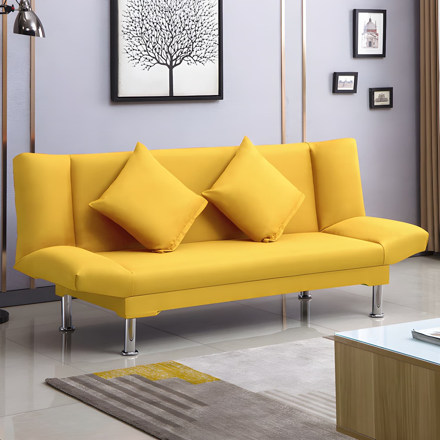 Silver Transitional Modern Tight Back Sofa Bed 29.53"High Armless Sofa Bed - image 46