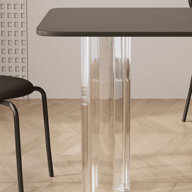 Minimalist Rectangular Slate Stone Dining Table Set with 4 Legs and Padded Chair Back - image 6