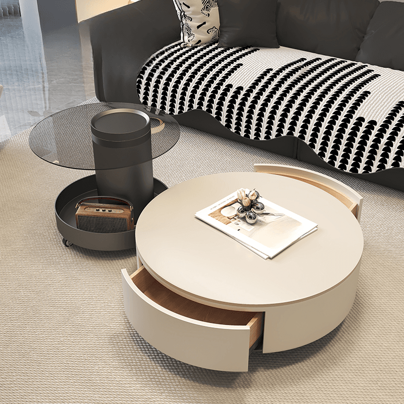 Rounded Coffee Table with 2 Drawers for Indoor Use in a Modern Style - image 5